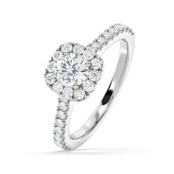 Elizabeth Diamond Halo Engagement Ring 18K White Gold 1.00ct G/VS2