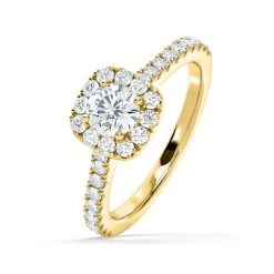Elizabeth Lab Diamond Halo Engagement Ring In 18K Gold 1.00ct F/VS1