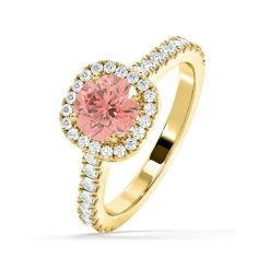 Elizabeth Pink Lab Diamond 1.70ct Halo Ring In 18K Yellow Gold - Elara Collection