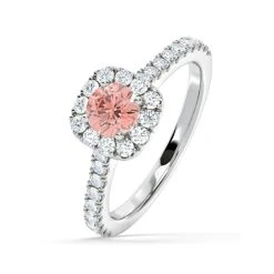 Elizabeth Pink Lab Diamond 1.00ct Halo Ring In 18K White Gold - Elara Collection
