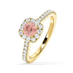Elizabeth Pink Lab Diamond 1.00ct Halo Ring In 18K Yellow Gold - Elara Collection