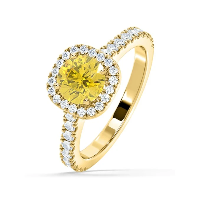 Elizabeth Yellow Lab Diamond 1.70ct Halo Ring In 18K Yellow Gold - Elara Collection 1 Elizabeth Yellow Lab Diamond 1.70ct Halo Ring In 18K Yellow Gold - Elara Collection