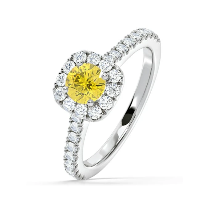 Elizabeth Yellow Lab Diamond 1.00ct Halo Ring In Platinum - Elara Collection 1 Elizabeth Yellow Lab Diamond 1.00ct Halo Ring In Platinum - Elara Collection