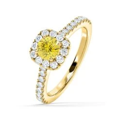 Elizabeth Yellow Lab Diamond 1.00ct Halo Ring In 18K Yellow Gold - Elara Collection