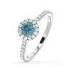 Reina Blue Lab Diamond 1.10ct Halo Ring In 18K White Gold - Elara Collection