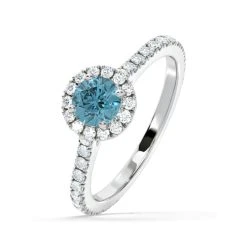 Reina Blue Lab Diamond 1.10ct Halo Ring In 18K White Gold - Elara Collection
