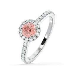 Reina Pink Lab Diamond 1.10ct Halo Ring In 18K White Gold - Elara Collection