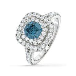 Anastasia Blue Lab Diamond 1.65ct Halo Ring In Platinum - Elara Collection