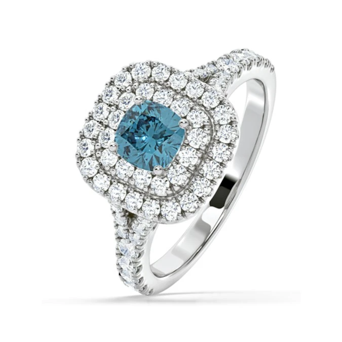 Anastasia Blue Lab Diamond 1.30ct Halo Ring In Platinum - Elara Collection 1 Anastasia Blue Lab Diamond 1.30ct Halo Ring In Platinum - Elara Collection