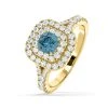 Anastasia Blue Lab Diamond 1.30ct Halo Ring In 18K Yellow Gold - Elara Collection