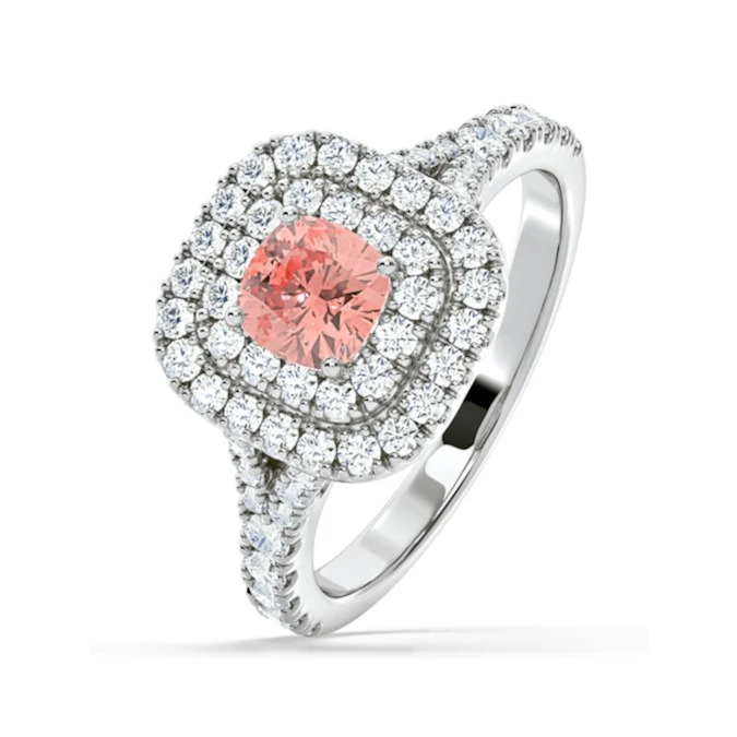 Anastasia Pink Lab Diamond 1.30ct Halo Ring In 18K White Gold - Elara Collection 1 Anastasia Pink Lab Diamond 1.30ct Halo Ring In 18K White Gold - Elara Collection