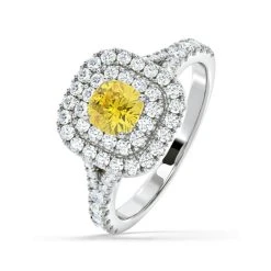 Anastasia Yellow Lab Diamond 1.30ct Halo Ring In 18K White Gold - Elara Collection