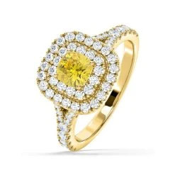 Anastasia Yellow Lab Diamond 1.30ct Halo Ring In 18K Yellow Gold - Elara Collection