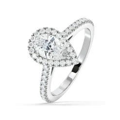 Diana Lab Diamond Pear Halo Engagement Ring Platinum 1.60ct F/VS1