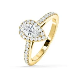 Diana Lab Diamond Pear Halo Engagement Ring In 18K Gold 1ct G/SI1