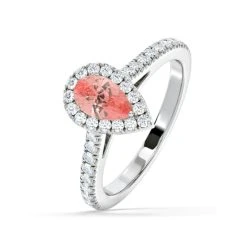 Diana Pink Lab Diamond Pear Halo Ring 1.00ct In 18K White Gold - Elara Collection