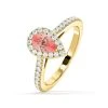 Diana Pink Lab Diamond Pear Halo Ring 1.00ct In 18K Yellow Gold - Elara Collection