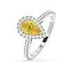 Diana Yellow Lab Diamond Pear Halo Ring 1.60ct In Platinum - Elara Collection