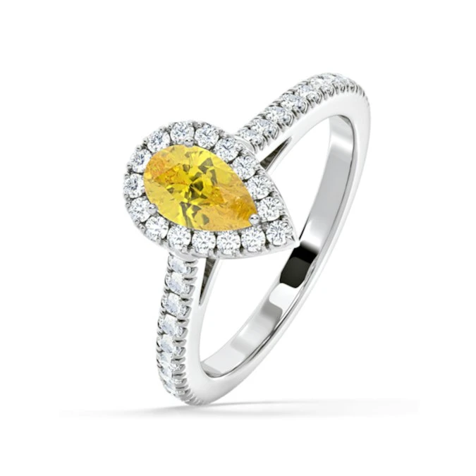 Diana Yellow Lab Diamond Pear Halo Ring 1.00ct In Platinum - Elara Collection 1 Diana Yellow Lab Diamond Pear Halo Ring 1.00ct In Platinum - Elara Collection