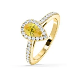 Diana Yellow Lab Diamond Pear Halo Ring 1.00ct In 18K Yellow Gold - Elara Collection