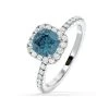 Beatrice Blue Lab Diamond 1.65ct Cushion Halo Ring In Platinum - Elara Collection