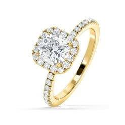 2.05ct Beatrice Lab Diamond Halo Engagement Ring In 18K Gold F/VS1