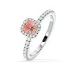 Beatrice Pink Lab Diamond 1.00ct Cushion Halo Ring In 18K White Gold- Elara Collection