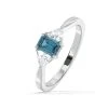 Aurora Blue Lab Diamond Emerald Cut And Trillion 1.00ct Ring In 18K White Gold - Elara Collection