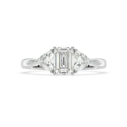 Aurora Lab Diamond Emerald Cut And Trillion 1.70ct Ring In Platinum F/VS1