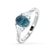 Dalia Blue Lab Diamond Oval With Trillions 1.70ct Ring In 18K White Gold - Elara Collection