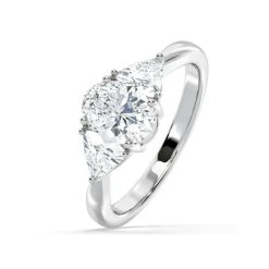 Dalia Lab Diamond Oval With Trillions 1.70ct Ring In Platinum F/VS1
