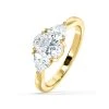 Dalia Lab Diamond Oval With Trillions 1.70ct Ring In 18K Yellow Gold F/VS1