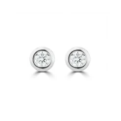 0.10ct Lab Diamond Rub Over Stud Earrings In 9K White Gold - 4mm