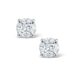 Diamond Earrings 2.00ct Look Galileo Style 0.74ct In 18K White Gold