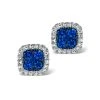 18K White Gold KEIRA 3ct Sapphire And 1ct Diamond HALO Earrings