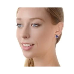 18K White Gold KEIRA 3ct Sapphire And 1ct Diamond HALO Earrings -The Diamond Store N1247h