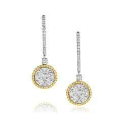 18K White Gold Alessia 2.50ct Diamond And Yellow Diamond Halo Earrings