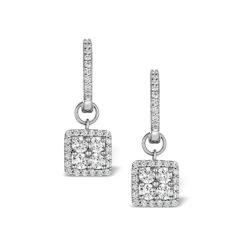 Halo Diamond Drop Earrings - Messina - 1.29ct - In 18K White Gold