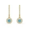 Ella Blue Lab Diamond 1.48ct Halo Drop Earrings In 18K Yellow Gold - Elara Collection