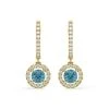 Ella Blue Lab Diamond 2.60ct Halo Drop Earrings In 18K Yellow Gold - Elara Collection