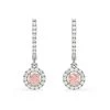 Ella Pink Lab Diamond 1.48ct Halo Drop Earrings In 18K White Gold - Elara Collection