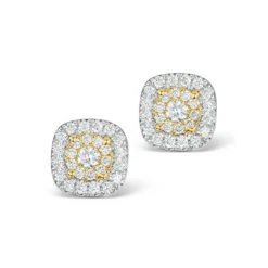 Diamond Halo Earrings 0.60ct H/Si In 18K White Gold - P3484Y