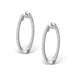 Diamond Hoop Earrings 0.54ct H/Si In 18K White Gold - P3486Y