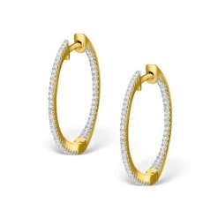 Diamond Hoop Earrings 0.54ct H/Si In 18K Gold - P3486