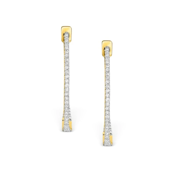 Diamond Hoop Earrings 0.54ct H/Si In 18K Gold - P3486 2 Diamond Hoop Earrings 0.54ct H/Si In 18K Gold - P3486 - Image 2