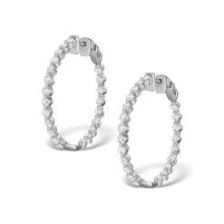 Diamond Hoop Emily Earrings 3.06ct H/Si In 18K White Gold - P3489Y