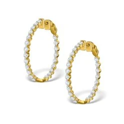 Diamond Hoop Emily Earrings 3.06ct H/Si In 18K Gold - P3489