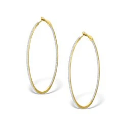 Diamond Hoop Earrings 1ct H/Si 18K Gold - P3480