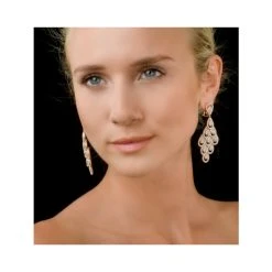Diamond Halo Pyrus Chandelier Earrings 9.40ct In 18K Rose Gold P3490 -The Diamond Store N1278h
