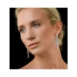 Diamond Pyrus Drop Chandelier Earrings 5ct In 18K White Gold P3402 -The Diamond Store N1280h